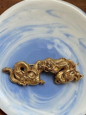 Exquisite Alva Museum Replica Gold Tone Dragon Brooch/Pin